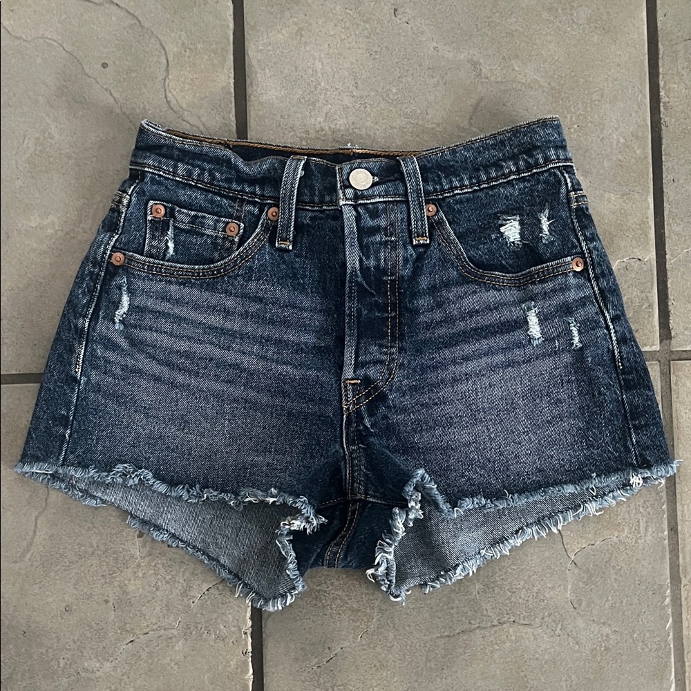 Levi 501 Denim Blue Women's Distressed Shorts